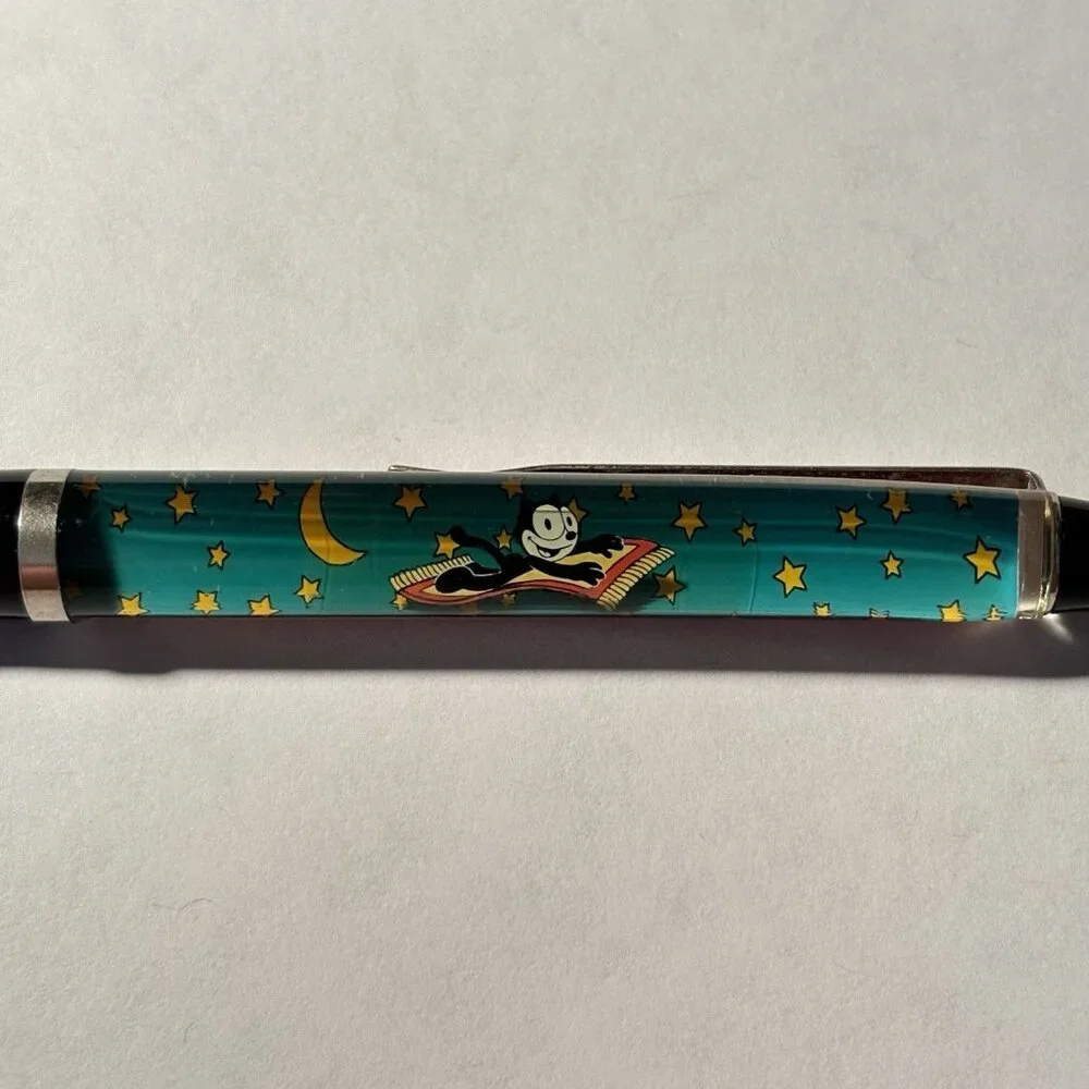 Felix the Cat Flying on Magic Carpet by Stars Floaty Pen Cartoon Promo Vintage